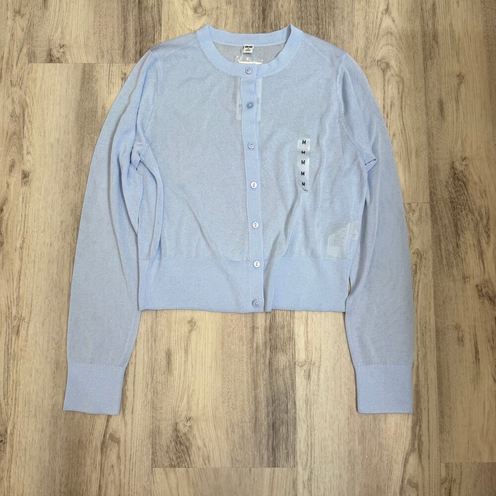 Uniqlo Mesh Lightweight Cardigan Light Blue Size M